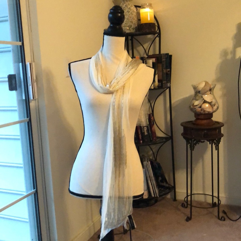 NWT white beaded scarf